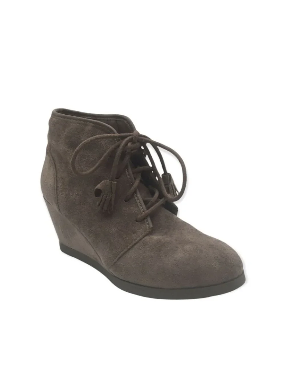 Wedge Ankle Boots Brown Womens 8 M Faux Suede Lace Up Madden Girl 3